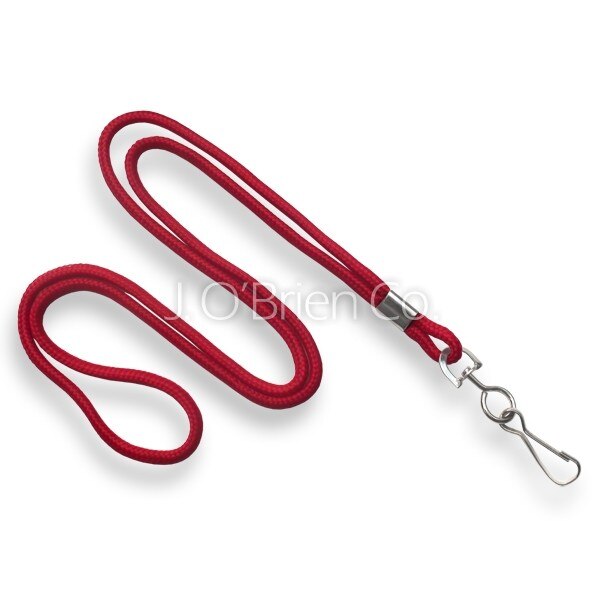 Lot Of 20 Round Rope Lanyards With Swivel J-Hook - Multi-Color Polyester Neck Lanyards For ID Badges